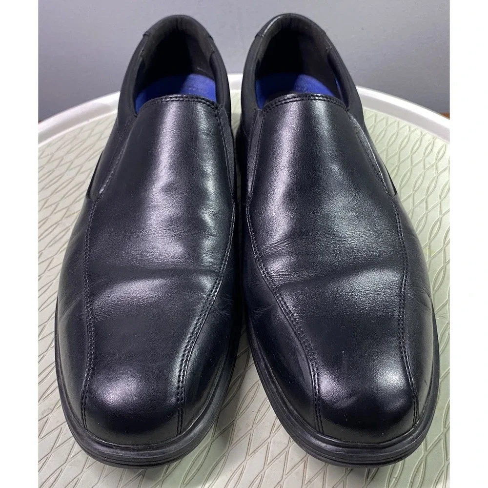 Rockport Men Leather Leader 2 Bike Toe Black Loafer Slip-On Dress Shoe ‎ Sz.11.5
